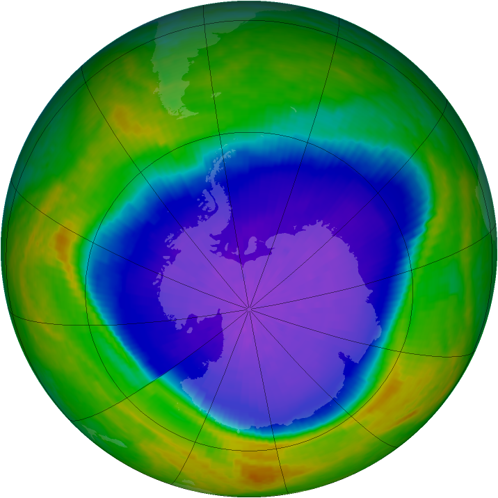 Antarctic ozone map for 05 October 2001